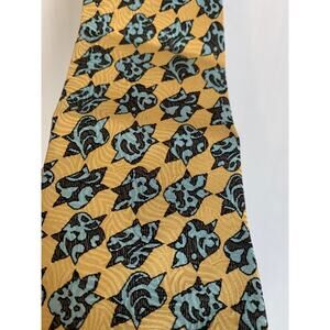 MCM 100% Silk Vintage Yellow/Teal Tie